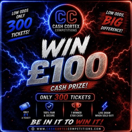 Low Odds. Just 300 Tickets Available! Win £100 CASH!