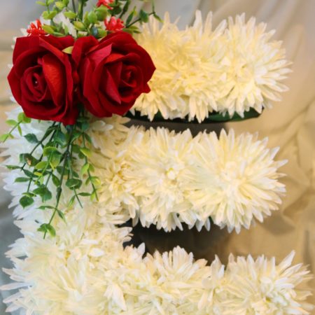 Red Rose and Ruscus Leaves Letter Corsage