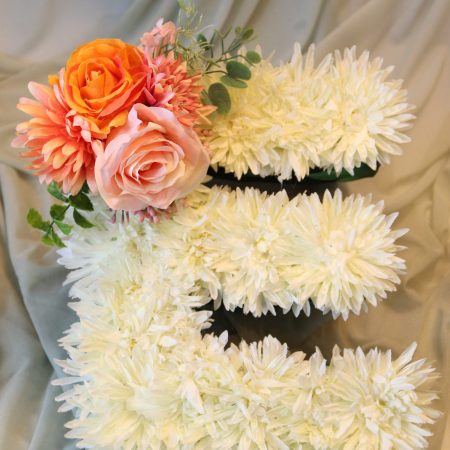 Pink Rose and Blue Meadow Flower Letter Corsage