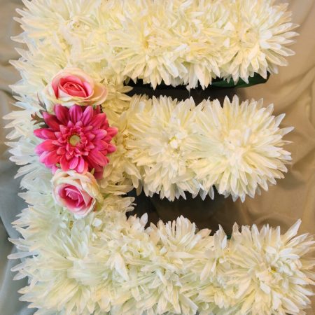 Small Hot Pink Gerbera and Light Pink Teacup Rose Letter Corsage