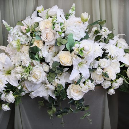 White rose and lily casket spray
