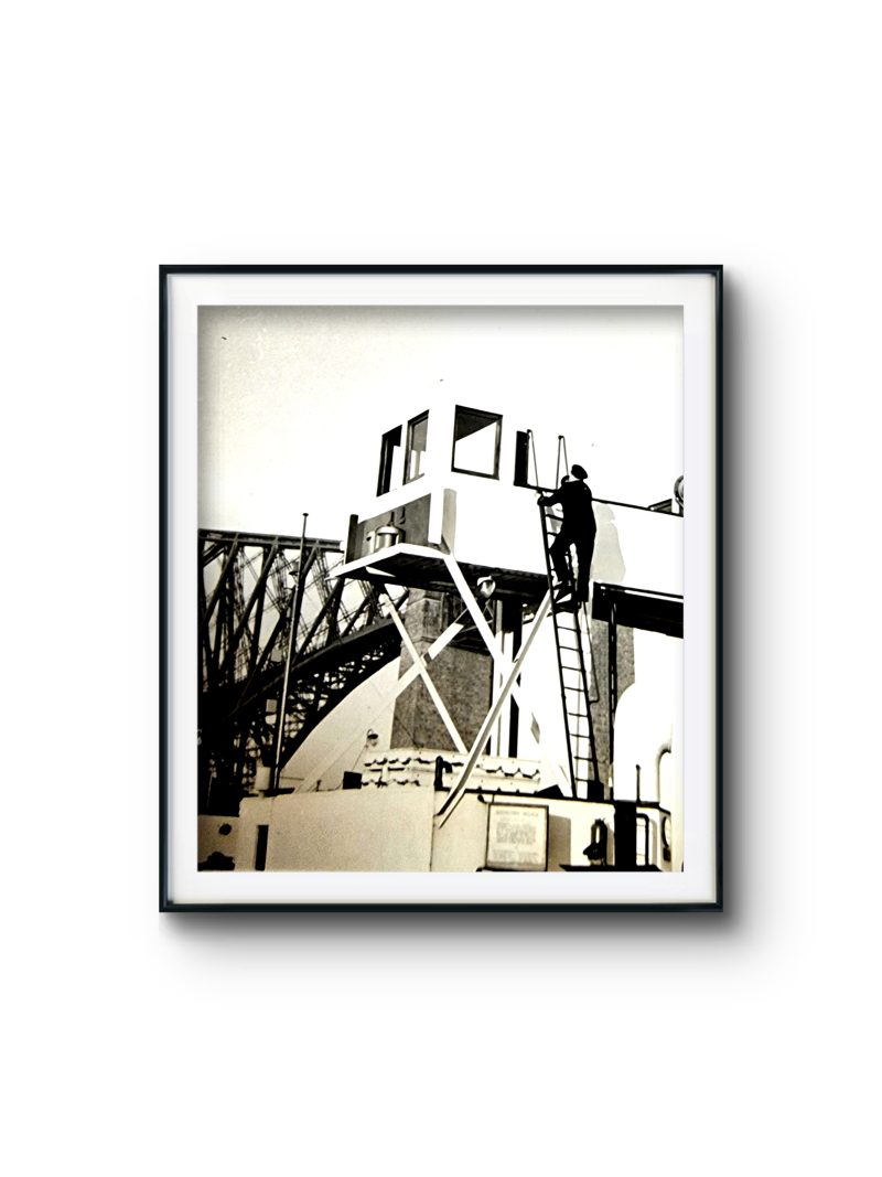 Vintage Photographs Man Climbing ladder atThe Forth Bridge