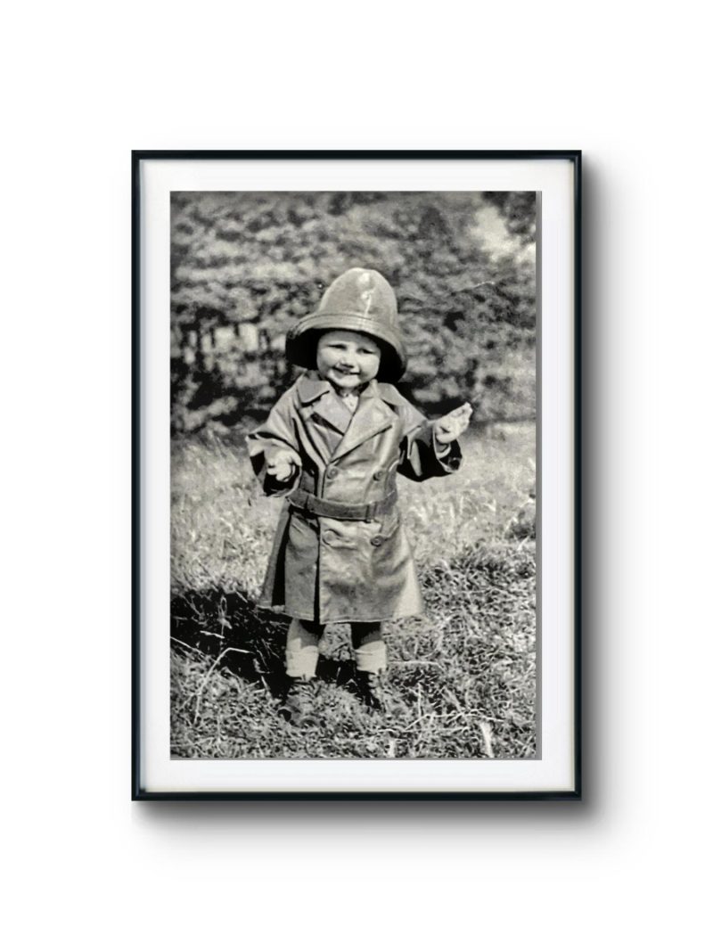 Vintage Photographs Boy in Raincoat and Hat