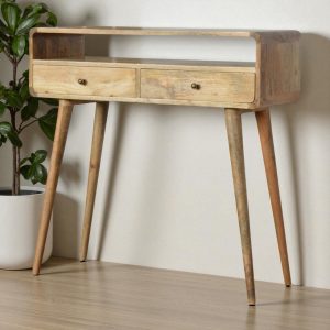 Curved Oak-ish Console Table