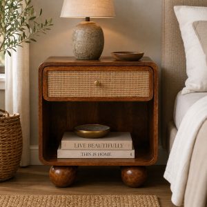 Chestnut Open Woven Bedside
