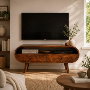 Chestnut Circular TV Stand