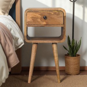 Oak-ish Curve Lower Bedside Table