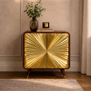 Avora Brass Embossed 2 Door Chestnut Cabinet