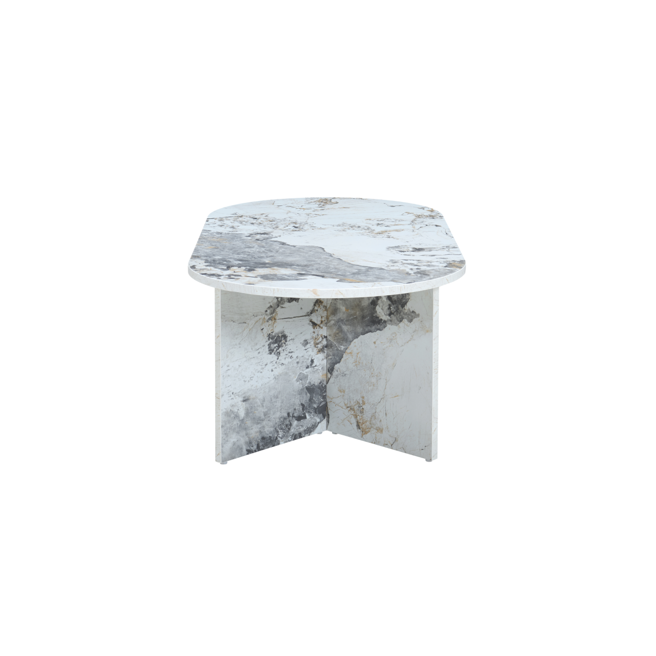 Aura Pandora Marble Effect Oval Coffee Table - Image 3