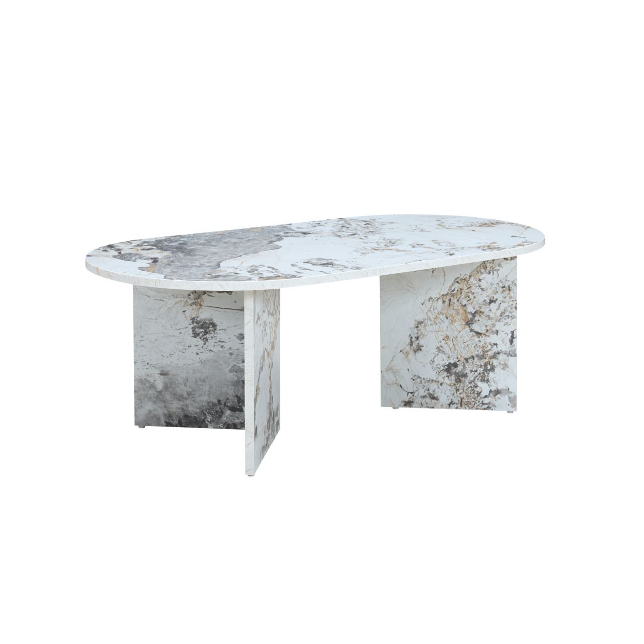 Aura Pandora Marble Effect Oval Coffee Table - Image 2