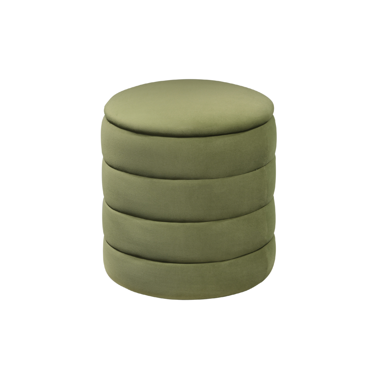 Ripple Olive Green Cylindrical Ribbed Stool - Image 2