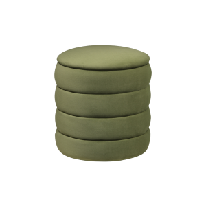 Ripple Olive Green Cylindrical Ribbed Stool