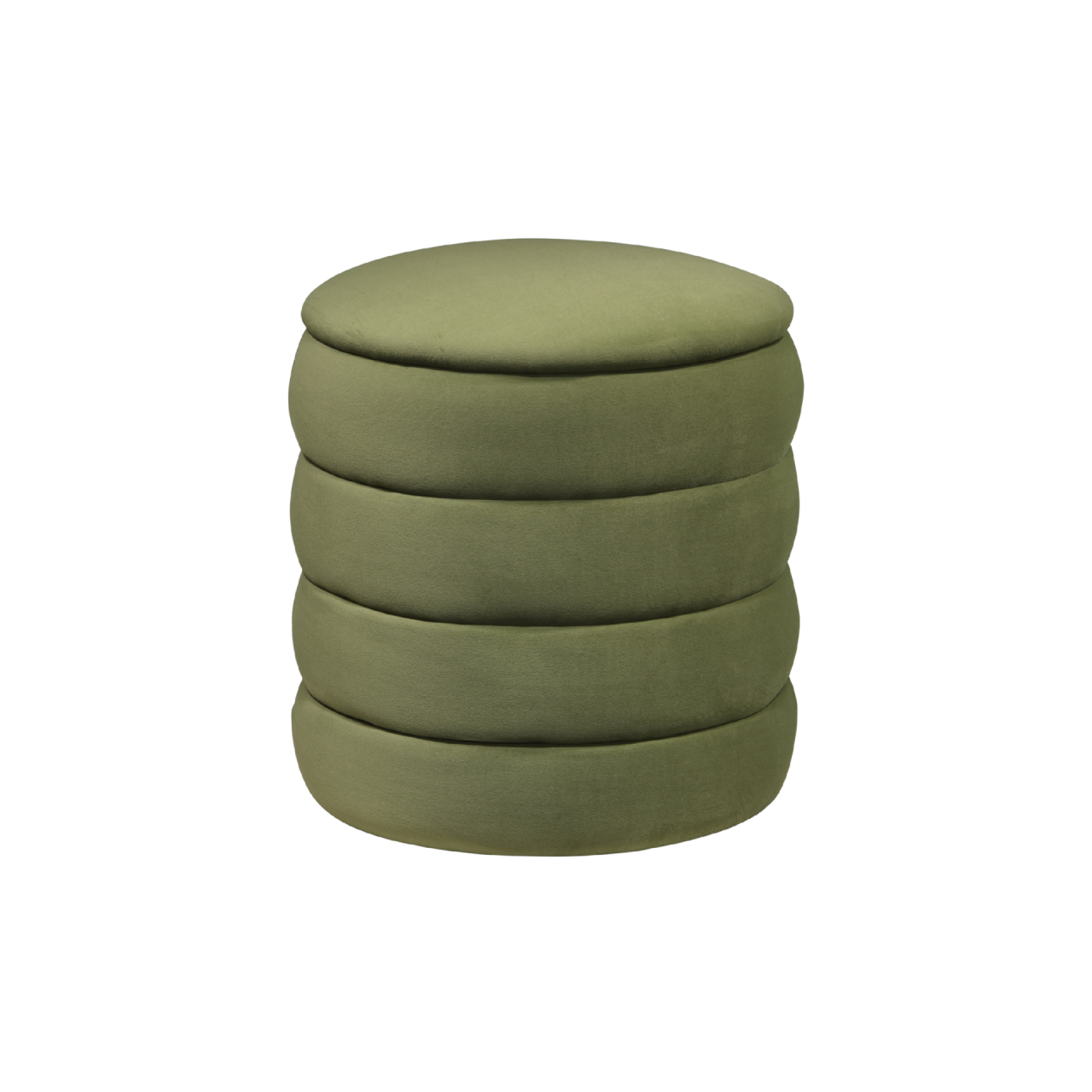 Ripple Olive Green Cylindrical Ribbed Stool