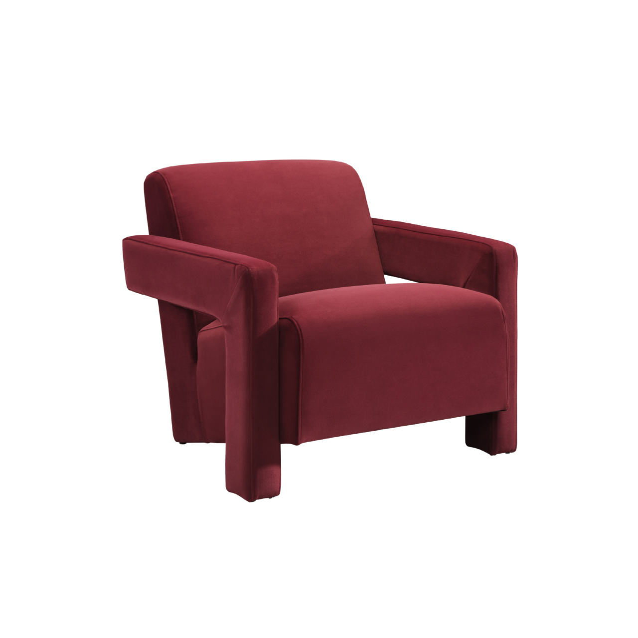 Apex Burgundy Velvet Angular Armchair