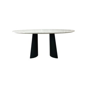 Rosemary Black & White Marble Oval Dining Table