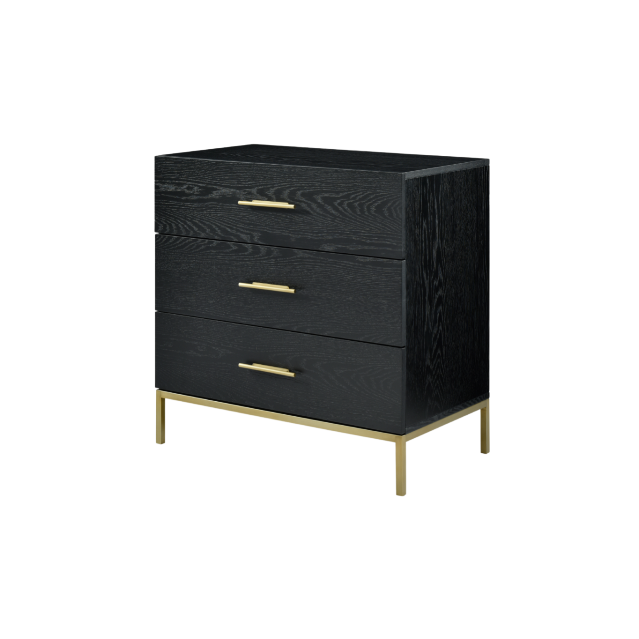 Tulip Black Stained Oak 3 Drawer Chest - Image 2