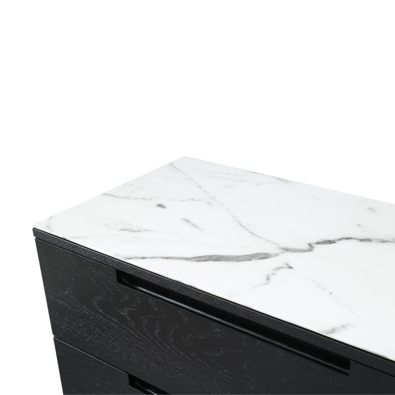 Orchid Black Stained Oak 3 Drawer Chest - Marble Top - Image 4