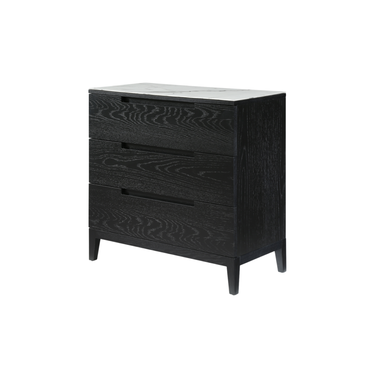 Orchid Black Stained Oak 3 Drawer Chest - Marble Top - Image 2