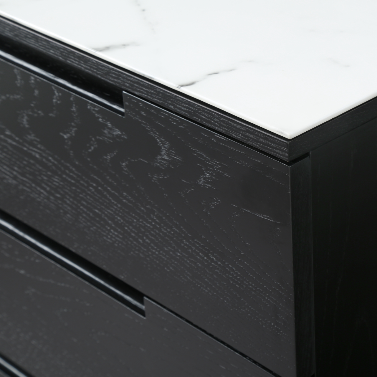 Orchid Black Stained Oak 3 Drawer Chest - Marble Top - Image 3