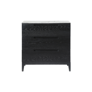 Orchid Black Stained Oak 3 Drawer Chest - Marble Top