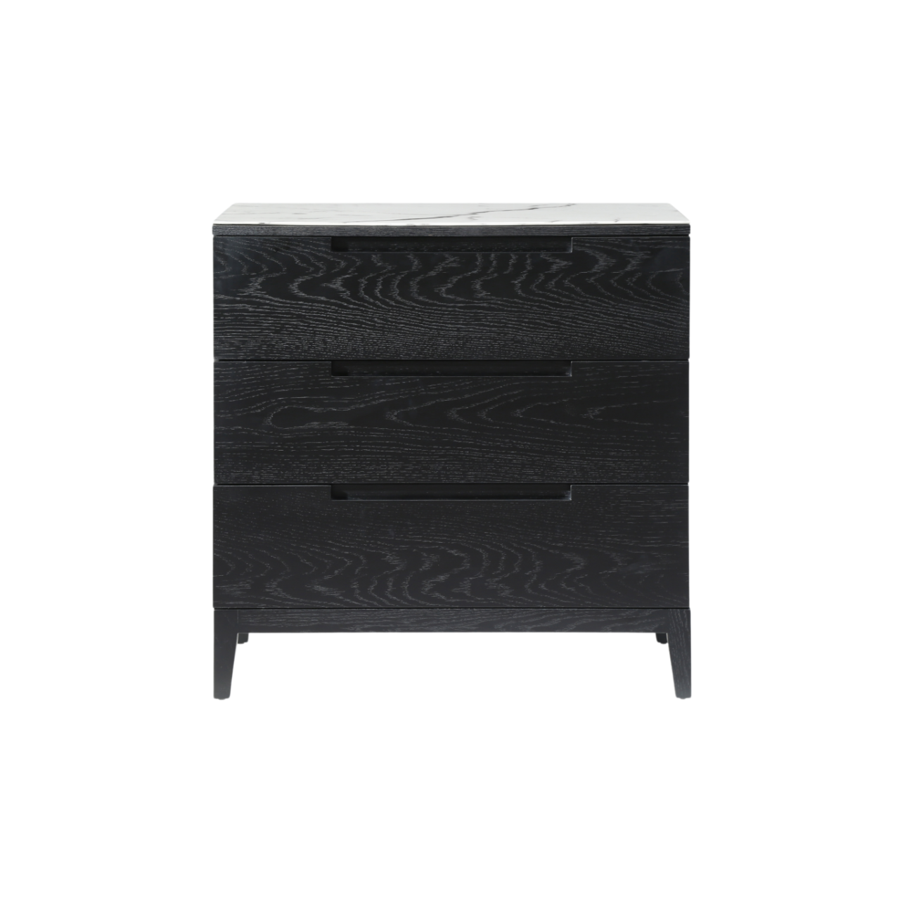 Orchid Black Stained Oak 3 Drawer Chest - Marble Top