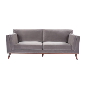 Mickey Stone Grey Velvet 3 Seat Sofa