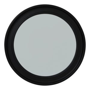 Black Wood Round Framed Mirror