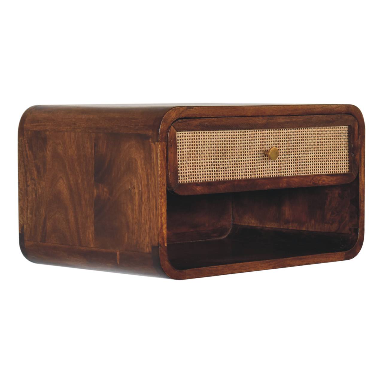 Chestnut Wall Mounted Open Woven Bedside - Image 2
