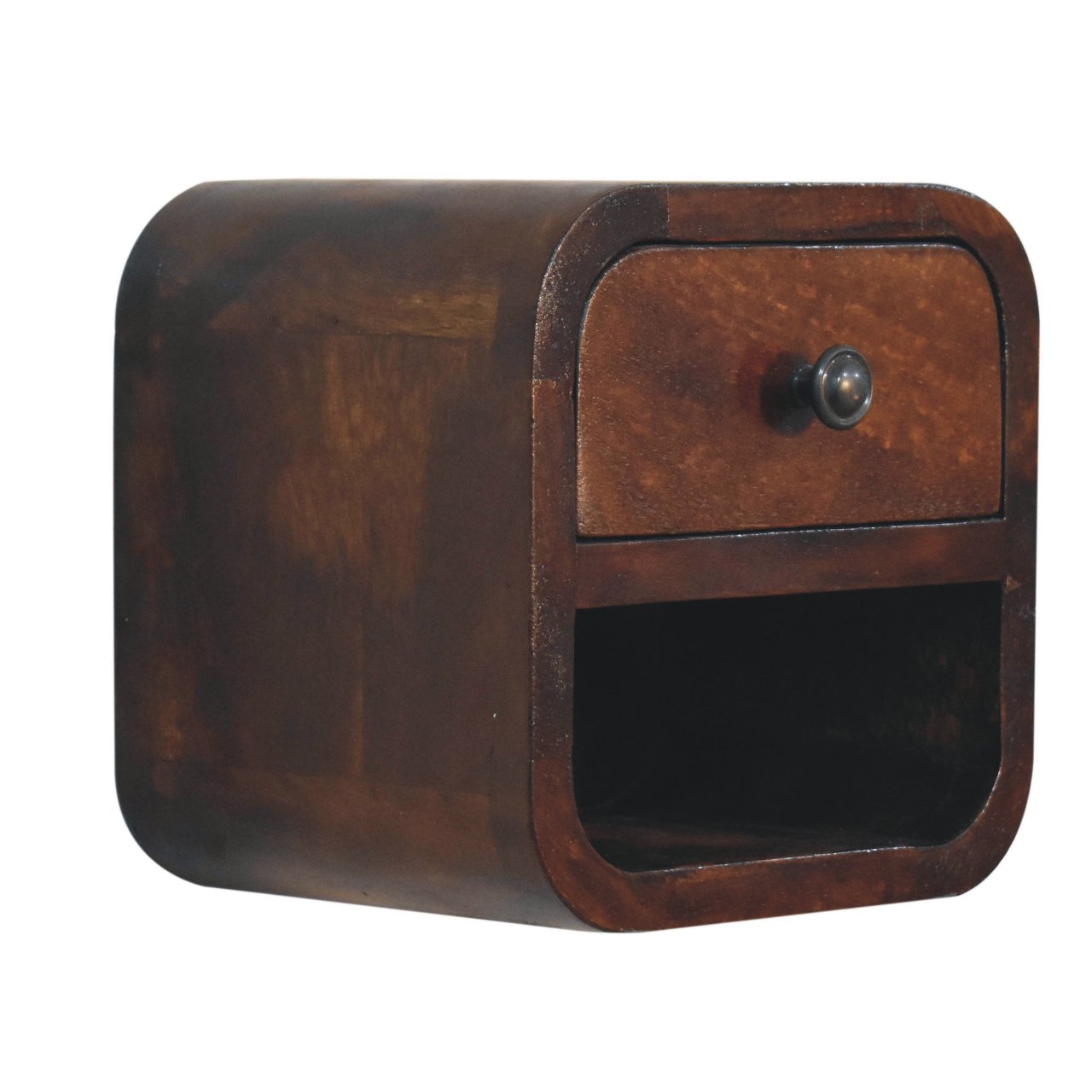 Extra Mini Curved Chestnut Bedside with Open Slot - Image 2