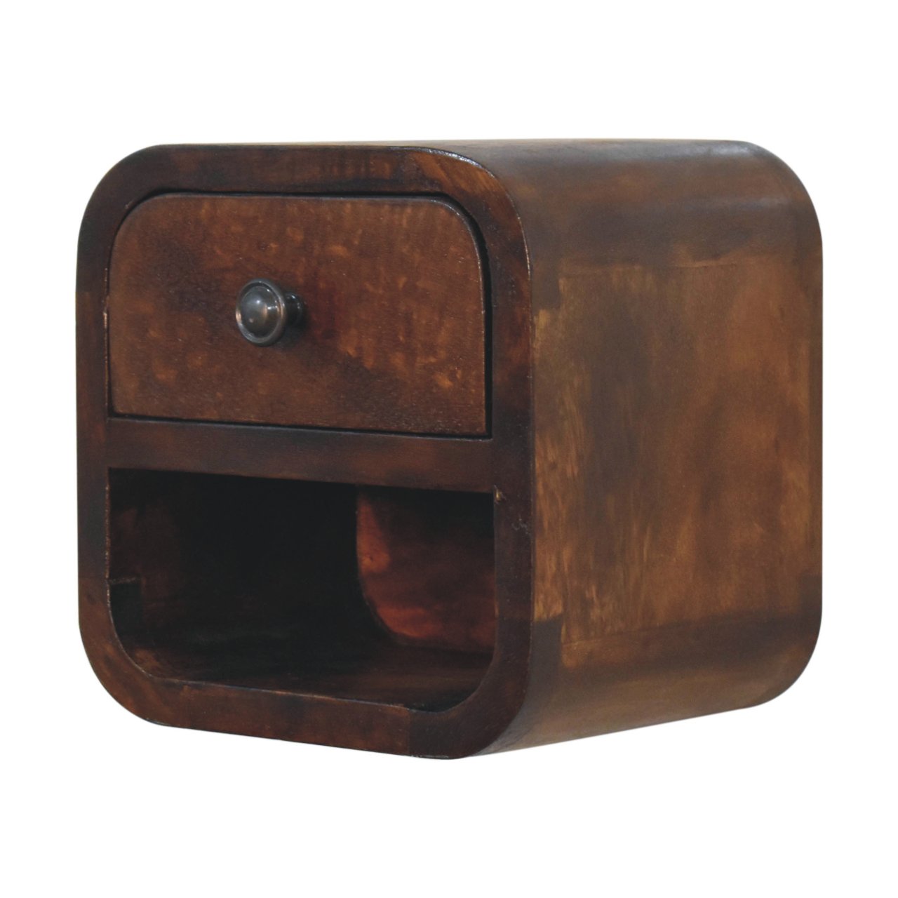 Extra Mini Curved Chestnut Bedside with Open Slot - Image 3