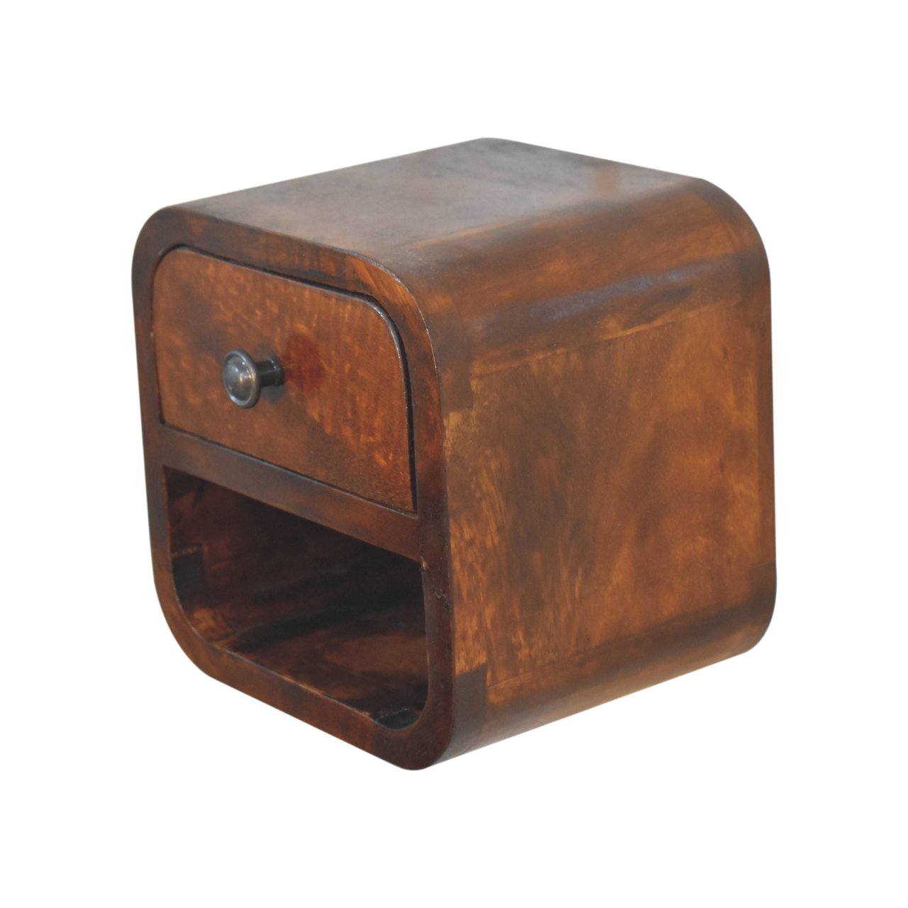 Extra Mini Curved Chestnut Bedside with Open Slot - Image 4