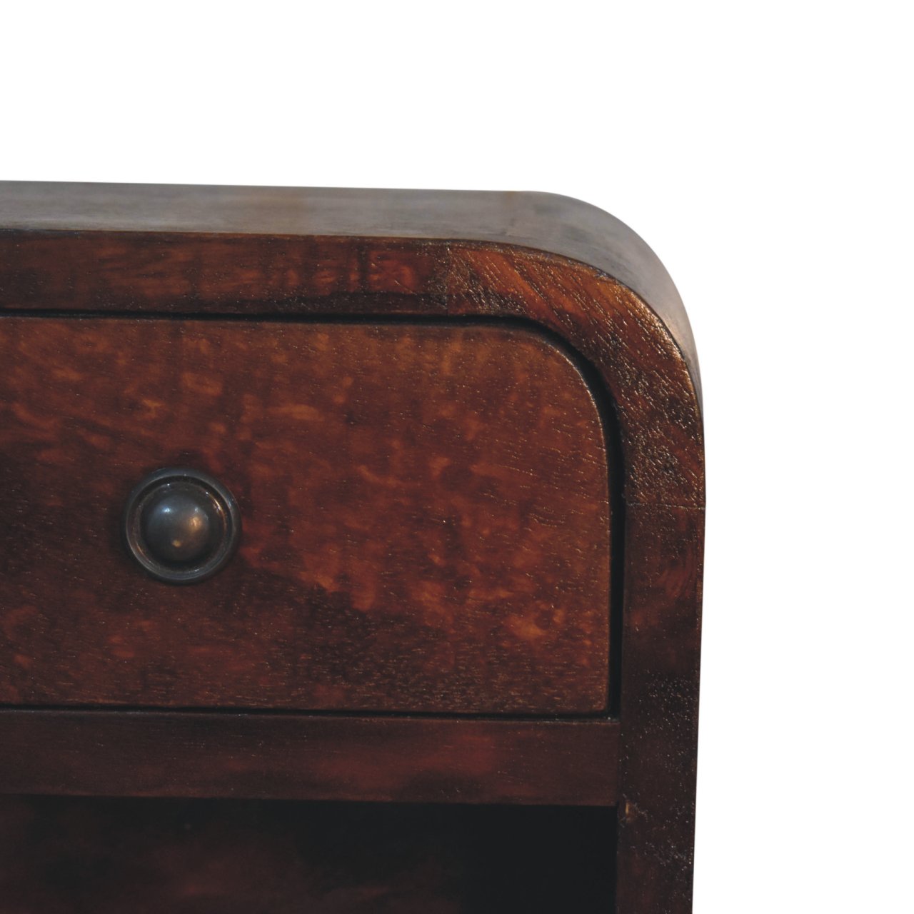 Extra Mini Curved Chestnut Bedside with Open Slot - Image 5