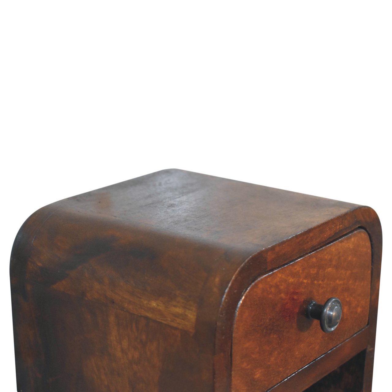 Extra Mini Curved Chestnut Bedside with Open Slot - Image 6