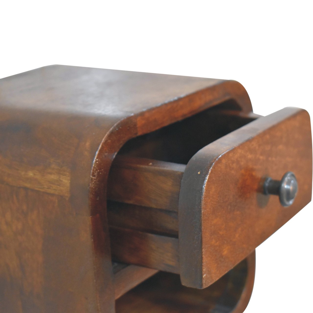 Extra Mini Curved Chestnut Bedside with Open Slot - Image 7