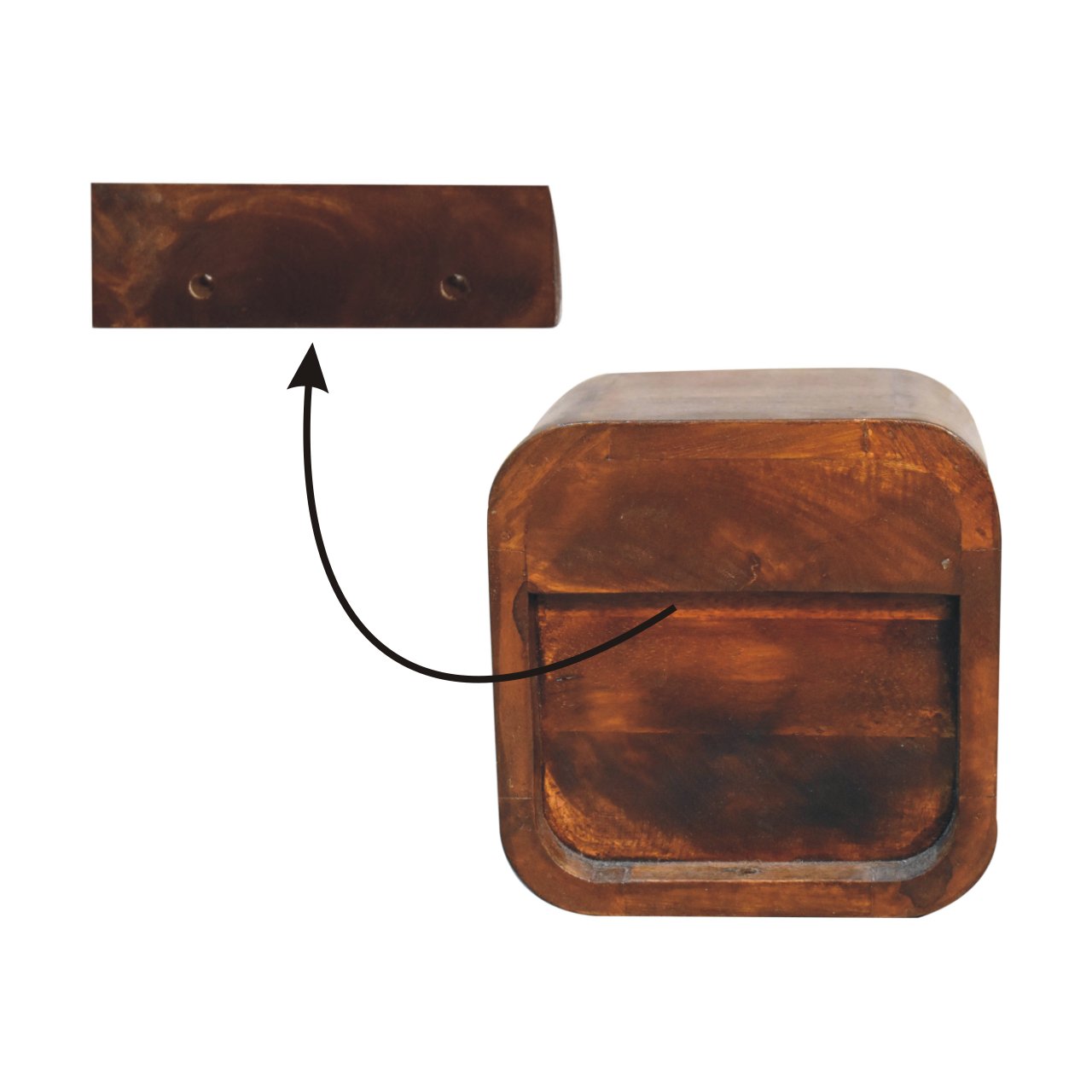 Extra Mini Curved Chestnut Bedside with Open Slot - Image 10