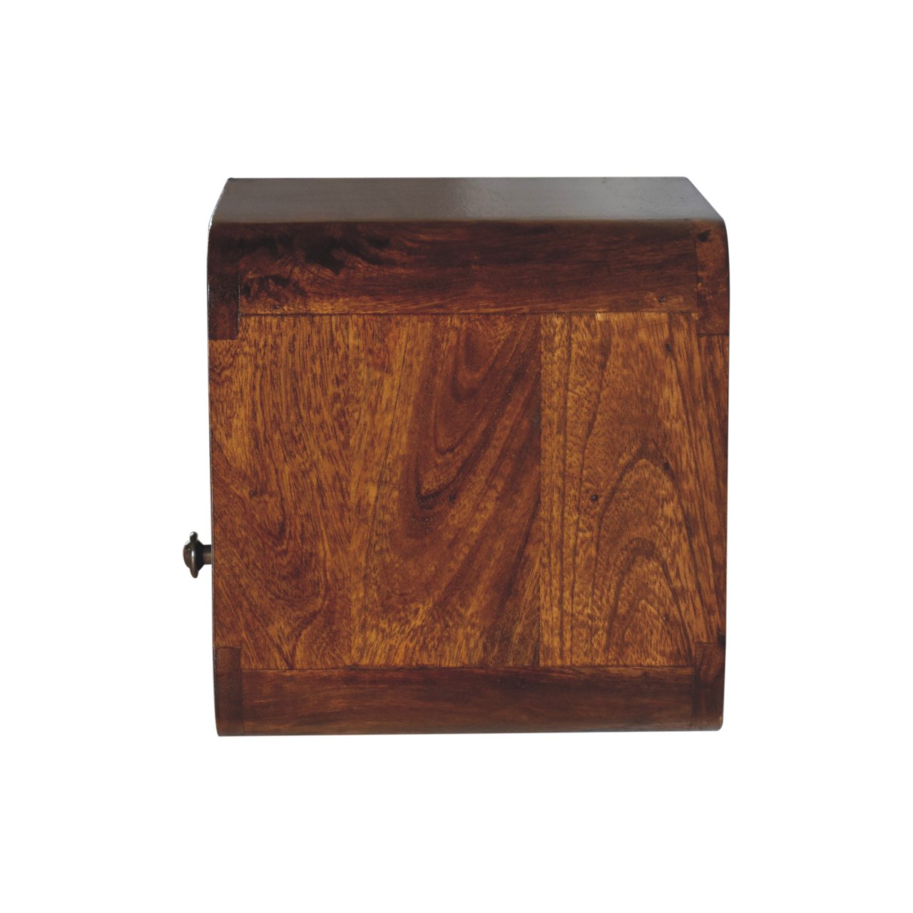 Extra Mini Wall Mounted Curved Chestnut Bedside with Open Slot - Image 8