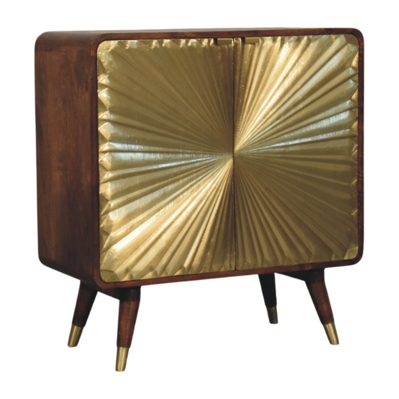 Avora Brass Embossed 2 Door Chestnut Cabinet - Image 2