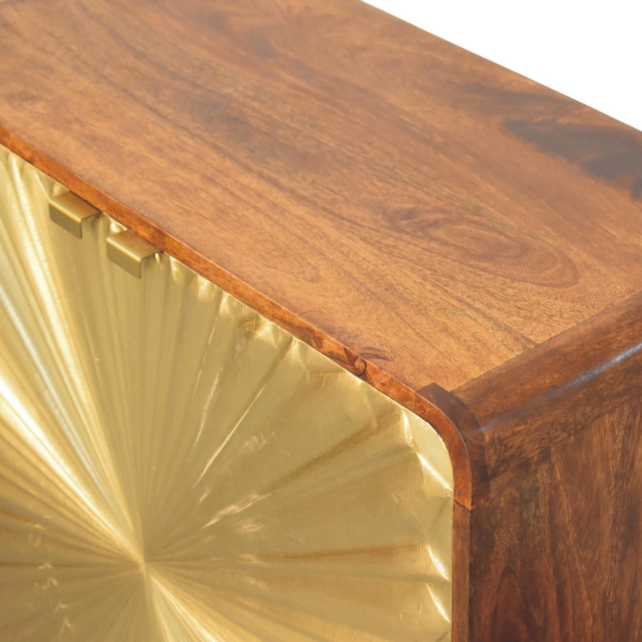 Avora Brass Embossed 2 Door Chestnut Cabinet - Image 4