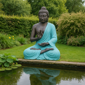 Large Turquoise & Stone Buddha Meditation in Stupa - 1.5m