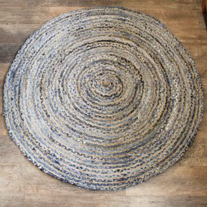 Round Jute and Recycle Denim Rug