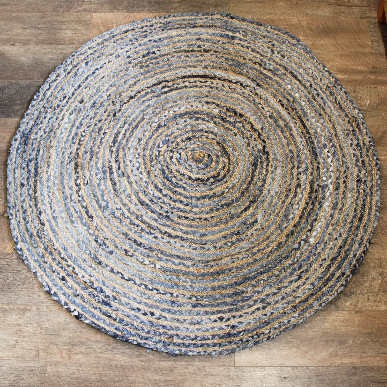 Round Jute and Recycle Denim Rug
