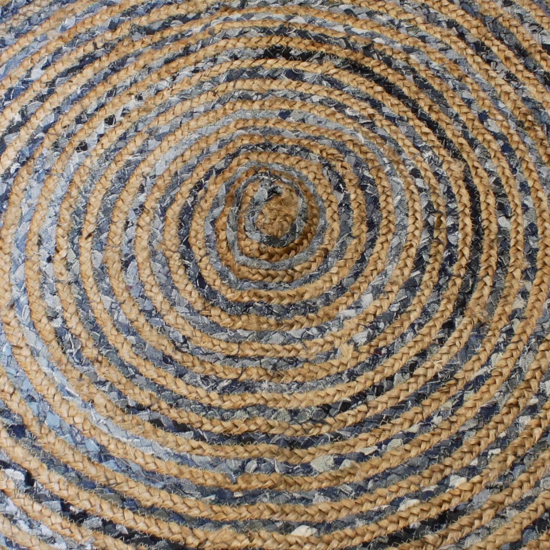 Round Jute and Recycle Denim Rug - Image 2