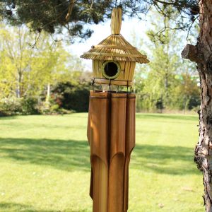 Lrg Round Seagrass Bird Box with Chimes
