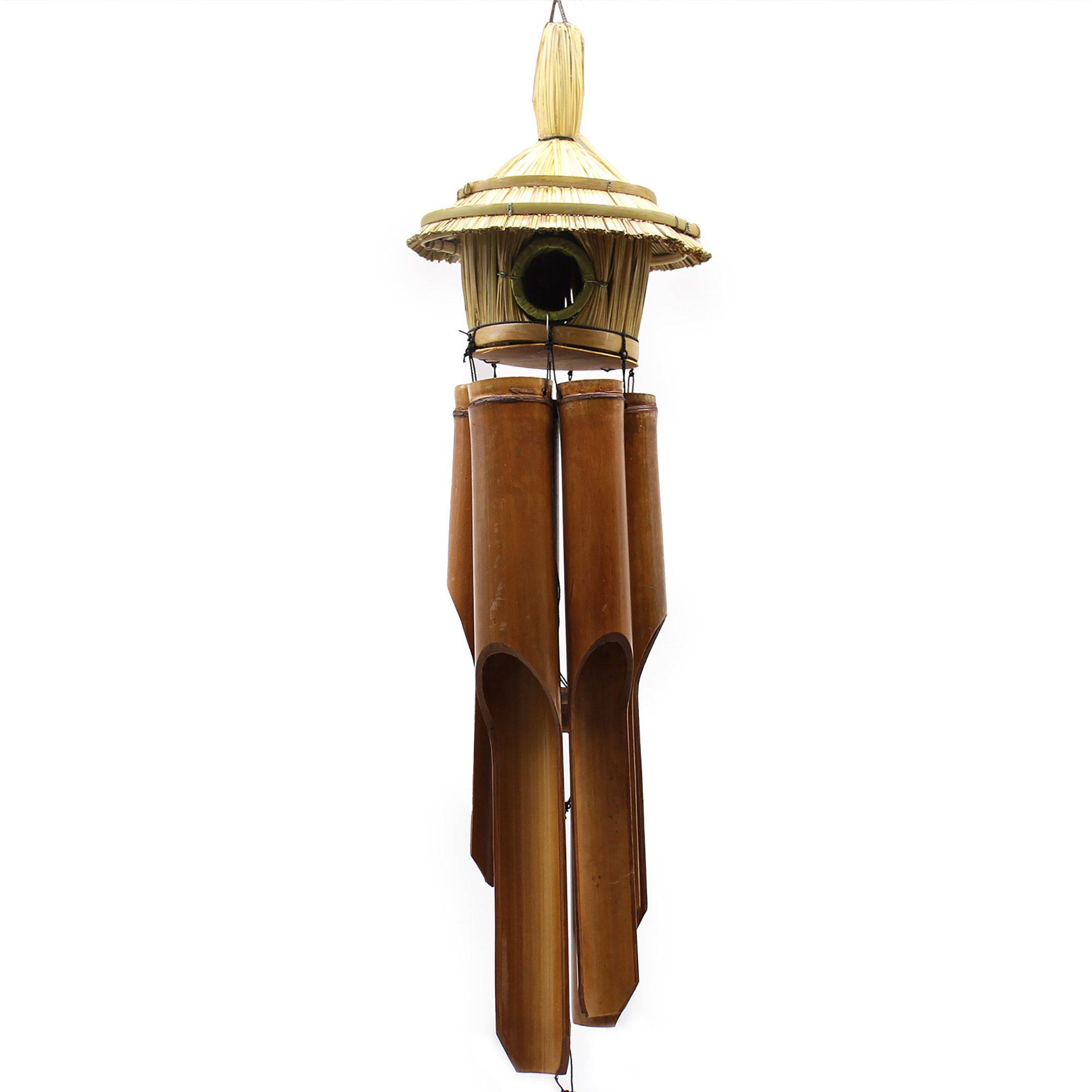 Lrg Round Seagrass Bird Box with Chimes - Image 2