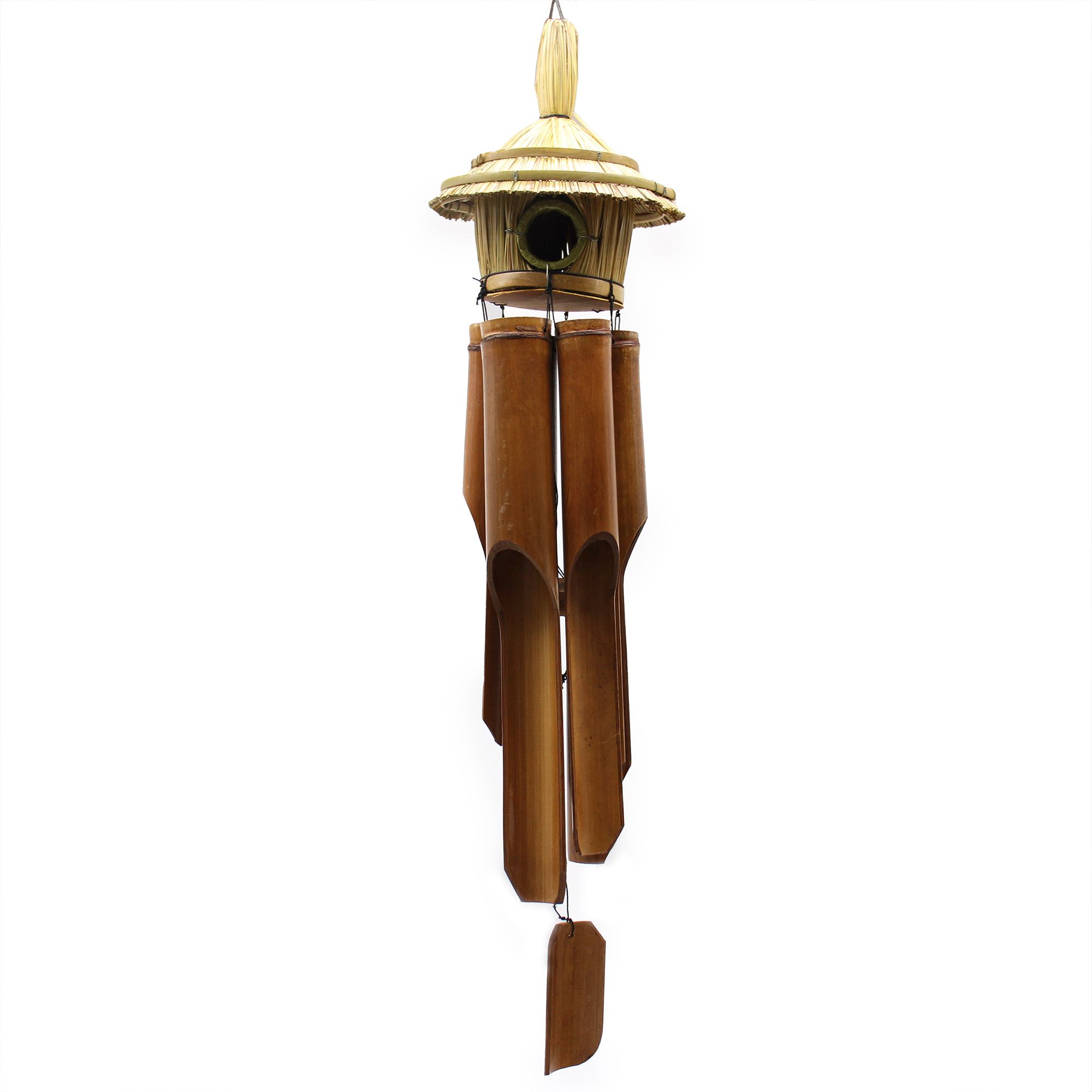 Lrg Round Seagrass Bird Box with Chimes - Image 3