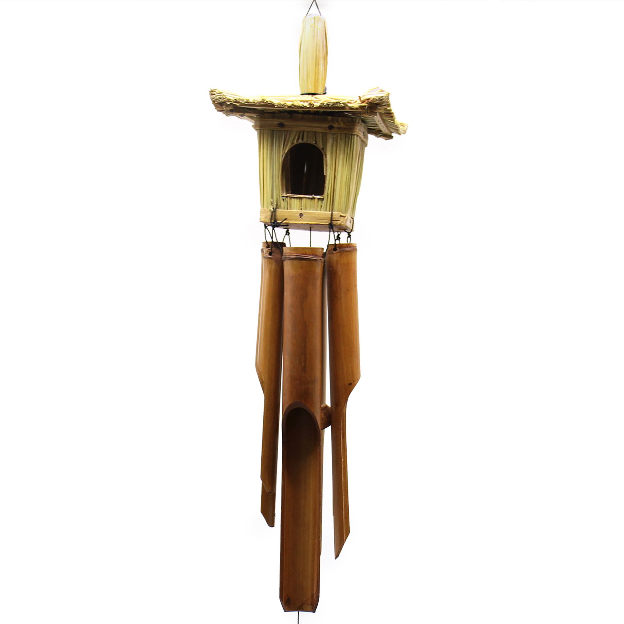 Square Seagrass Bird Box with Chimes - Image 2