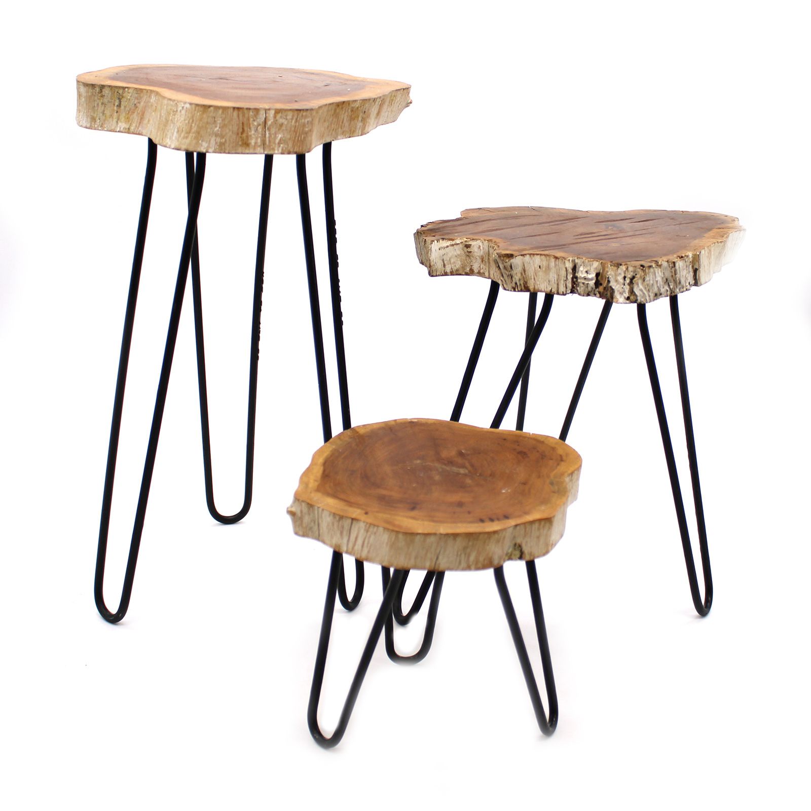 Set of 3 Gamal Wood Plant Stands - Whitewash - Image 8