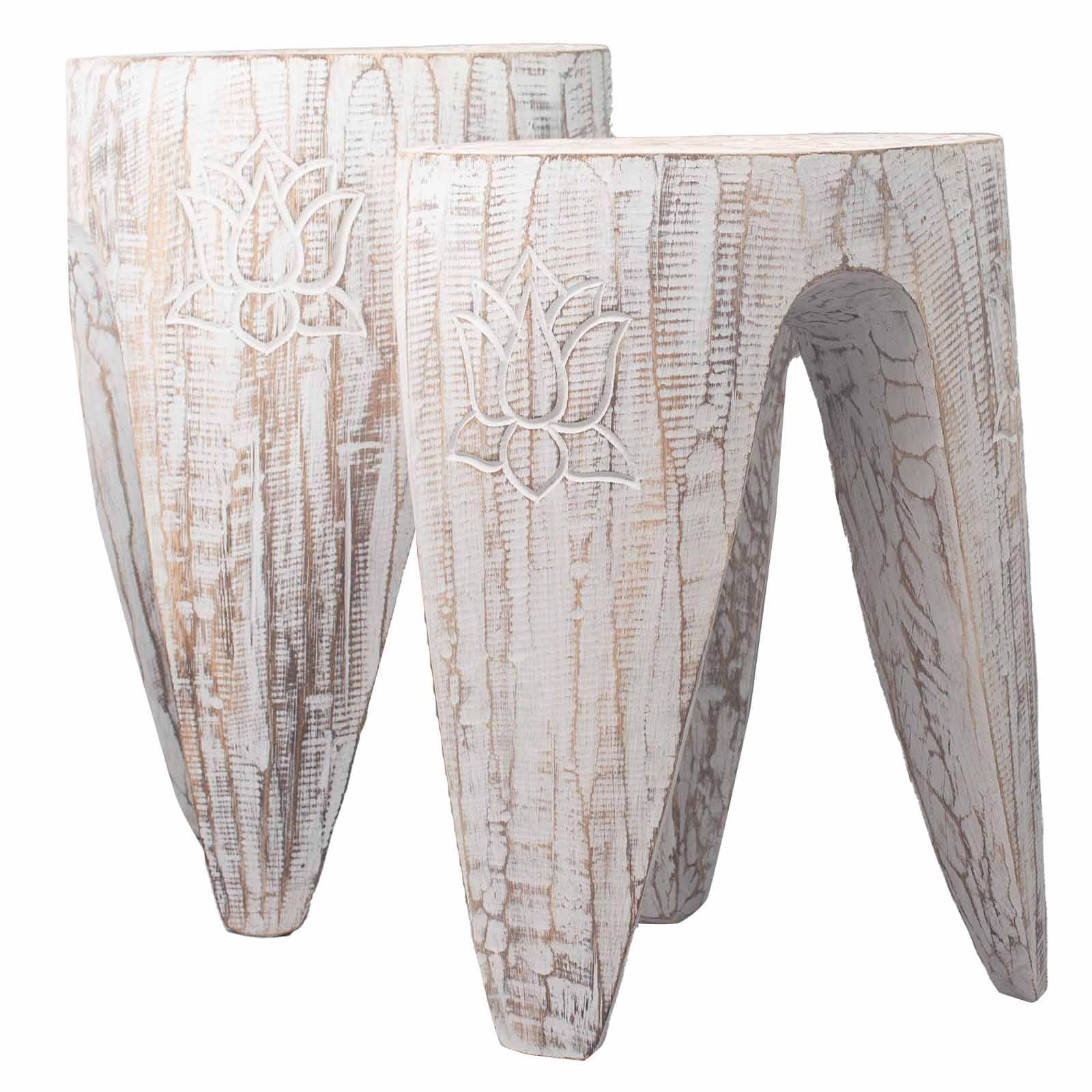 Interlocking Table/Stool set of 2 - Lrg Whitewash - Image 4