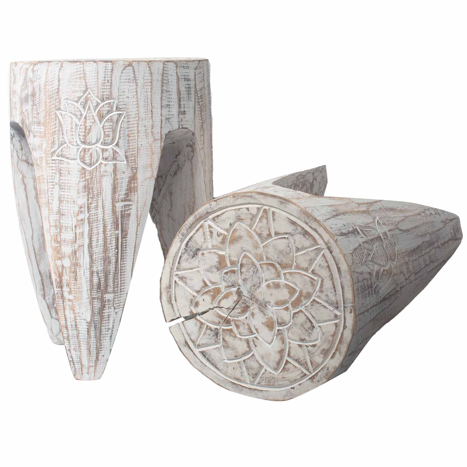 Interlocking Table/Stool set of 2 - Lrg Whitewash - Image 2