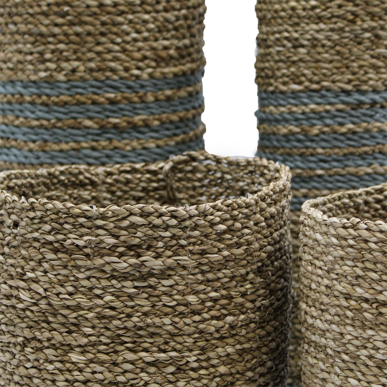 Seagrass & Abu-Abu Raffia Set - 2 Vase & 2 Bins - Image 3